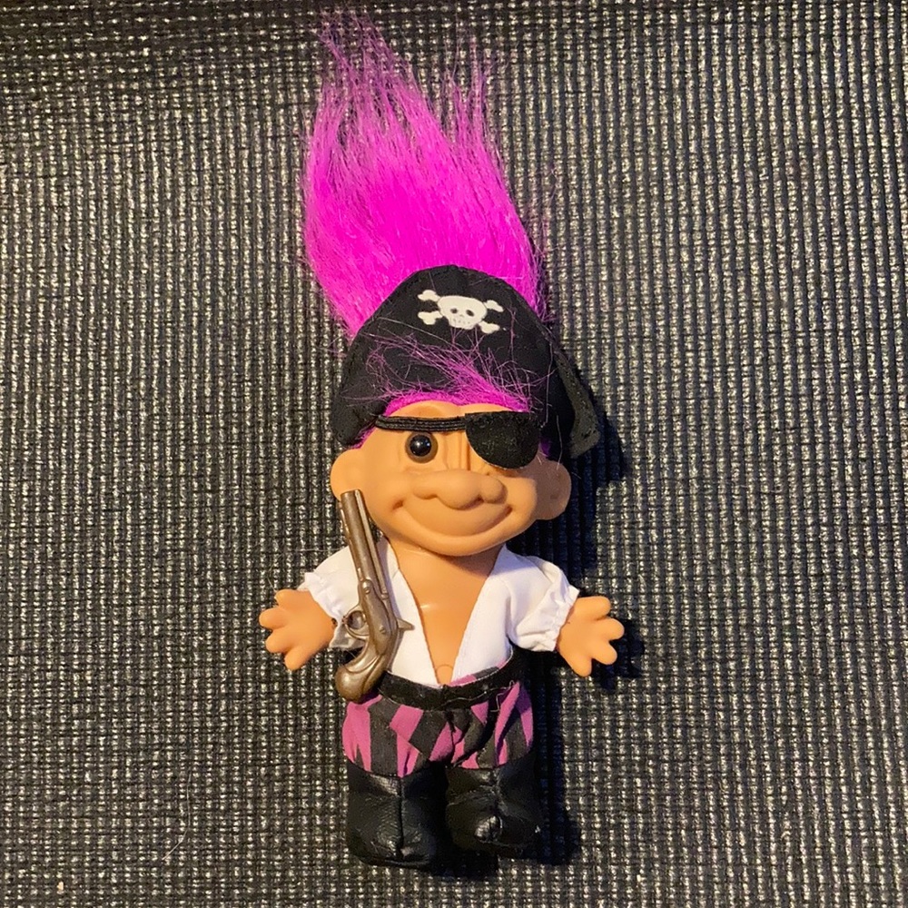 Vintage Russ Pirate Troll Doll Magenta Hair